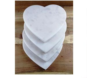 Heart Shape Coasters White Marble for Kitchen Office 1 Natural Wood And Marble Mango coaster Made In India - Product Image 1