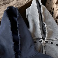 Crystal Blank Terry Cotton 100% Full Zip up Black Streetwear Heavyweight Rhinestone Hoodie para hombres