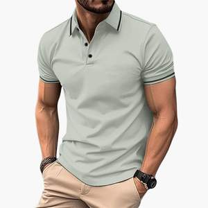 Polo de Punto Personalizado con Logotipo para Hombre, Manga Corta, Corte Ajustado, Color Sólido, para Verano, Suéter de Punto, para Golf - Product Image 1