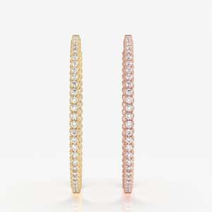 14K Gold Round Cut Moissanite Diamond Hoop <b>Earrings</b> Bigger Breathtaking Statement Pieces - Product Image 5