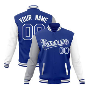 Veste d'université de baseball Letterman en mélange de coton avec numéro de nom cousu personnalisé unisexe d'excellente qualité - Product Image 1