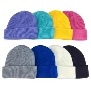 Gorro de Invierno de Primera Calidad, Personalizado con Logotipo Bordado, Liso, Teñido, de Color Sólido, de Acrílico, Tejido, con Vuelta - Product Image 1