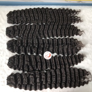 ราคาโรงงานคู่วาดผม Remy Weft 100% มนุษย์ผมบริสุทธิ์ลึกหยักเนียนเรียบผมสีดำธรรมชาติ - Product Image 3