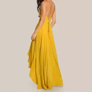 Attractive 2023 <b>Plus</b> <b>Size</b> Yellow <b>Boho</b> Summer <b>Dress</b> Clothing Bohemian Backless Rayon Long Backless Maxi <b>Dress</b> - Product Image 3