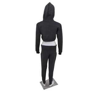 Stylish New Women's 2-Piece Tracksuit Set Custom Logo <b>Crop</b> <b>Tops</b> Hooded Jogging Sweatsuit with Front Logo - Product Image 5