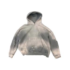Vente chaude 2024 Heavyweight Distressed Hoodies Hommes En Gros Surdimensionné Acid Wash Hoodie À Vendre - Product Image 5