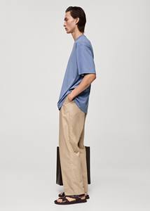 เสื้อยืดผ้าฝ้าย100% สำหรับผู้ชายทรงโอเวอร์ไซซ์ทรงหลวมลำลองดีไซน์ธรรมดาทำจากผ้าฝ้ายและเส้นใยไม้ไผ่พร้อมโลโก้ที่กำหนดเอง - Product Image 3