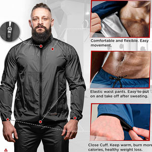 Costumes de jogging coupe-vent en nylon et polyester pour hommes avec logo personnalisé Combinaison de sauna en vrac pour hommes - Product Image 4