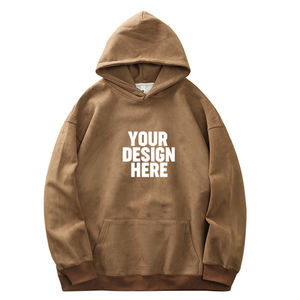 2023 automne hommes 420G lourd lisse polaire sweat à capuche coupe ample couleur unie à manches longues vêtements d'hiver - Product Image 1