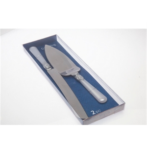 Juego de 2 piezas Godinger de cuchillo y espátula largos para servir pastel de boda con perlas, tamaño personalizado, para vajilla - Product Image 5