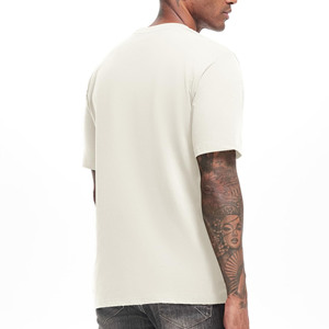 Wholesale 350gsm O Neck Oversized <b>Heavyweight</b> 100%Cotton Men's <b>T</b>-<b>Shirt</b> <b>White</b> Small Neck Short Length Oversized Style - Product Image 6