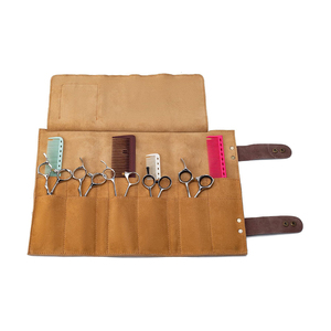 Estuche Porta Tijeras de Peluquería de Cuero Genuino, Reutilizable, Duradero, Bolsa Enrollable Profesional para Herramientas de Salón - Product Image 3