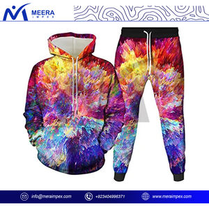 Conjunto de ropa deportiva de sublimación personalizada con estilo para hombre, Sudadera con capucha y cremallera completa atlética transpirable y pantalones para correr, técnicas de estampado de verano - Product Image 4