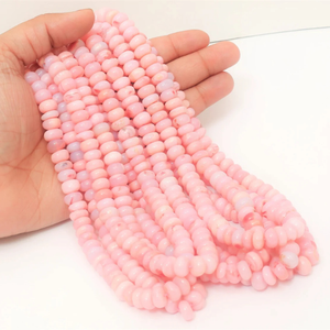 Hermosas cuentas de ópalo rosa con puntos, forma redonda lisa, 6-9 mm, cuentas de piedra preciosa de ópalo rosa con puntos, cuentas de ópalo de calidad AAA. - Product Image 3