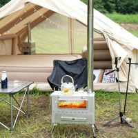 Poêle à bois portable en acier inoxydable avec four, chauffage de camping extérieur, cuisinière multifonctionnelle