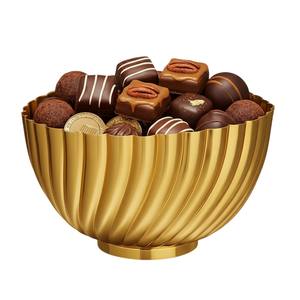 Exclusive Chocolate Bowl Decorative Gold Metal Wavy Edge Serving Tray Premium Festive Chocolate <b>Hamper</b> For Gifting On Sale - Product Image 3