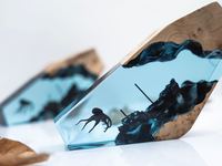 Lampe de chevet LED en bois Kraken Cove avec design de pieuvre, en résine, en forme de naufrage, pour la décoration intérieure et les cadeaux