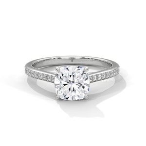 2.24ctw Cushion Cut CZ <b>Solitaire</b> <b>Ring</b> with Pave Set Band 925 Sterling <b>Silver</b> - Product Image 1