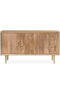 Buffet moderne en bois massif avec trois tiroirs et grande porte avec anneau pour meubles de maison ou d'école - Product Image 2