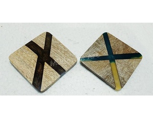 ที่รองแก้ว2025อีพอกซีเรซินทรงสี่เหลี่ยมแผ่นซับน้ำสไตล์คลาสสิกพร้อมจุกสำหรับดื่ม - Product Image 1