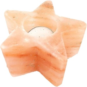 Portavelas con forma de estrella de sal rosa, venta al por mayor interruptor de atenuación lámpara de sal del Himalaya piedra de roca de cristal Rosa sal natural de Pakistán - Product Image 1