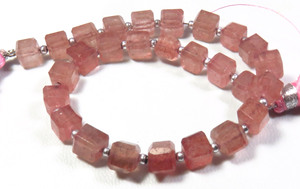 5-6mm Facettes Coupe Fraise Quartz Cube Boîte Perles 27pcs 8 \ "Brin Naturel Rose Gemmes Pierres Précieuses En Vrac - Product Image 2