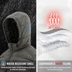 Veste à capuche détachable pour hommes en gros Manteau d'hiver léger résistant à l'eau isolé Logo Impression Patch Broderie - Product Image 5