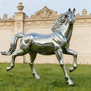 Yaşam boyutu paslanmaz çelik at heykeli oyma cilalı döküm kaynaklı kaplama boyalı hayvan heykelcik ayakta Metal heykel - Product Image 2