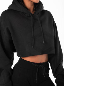 Quick-Dry Women's Crop <b>Top</b> Hoodies with Long Sleeves Cotton Polyester Knitted Streetwear for <b>Winter</b> Hooded Collar - Product Image 4