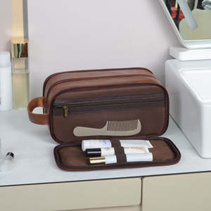 Trousse de maquillage en cuir de luxe Organisateur de cosmétiques chic, pochette de toilette portable douce, rangement de beauté élégant pour femmes - Product Image 3