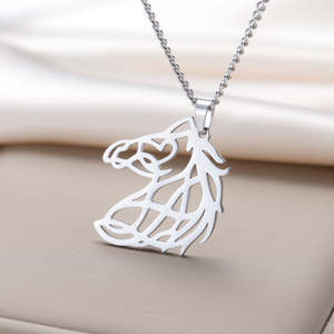 Pendentif Tête de Cheval en Argent Sterling 925 Plaqué Or 14K avec Moissanite, Bijou Animal pour Femmes et Hommes - Product Image 1