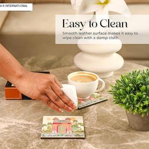 Dessous de verre en noyer forme carrée et ronde en bois MDF pierre et métal - Product Image 6