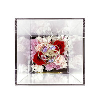 Crystocraft Figurine de ballerine en fer plaqué or avec roses éternelles roses et rouges, boîte à fleurs en cristaux de Bohême, pour mariage et anniversaire, style européen