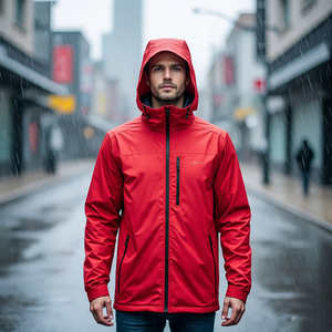 Veste Softshell à fermeture éclair décontractée pour hommes Manteau de randonnée imperméable et coupe-vent avec col montant Position du logo à l'avant - Product Image 2
