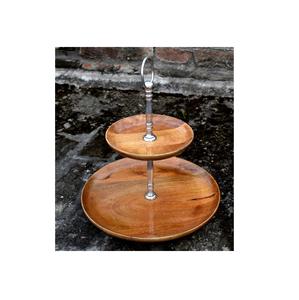 Support à gâteaux en bois hexagonal haut de gamme avec base en métal fabricant grossiste support à gâteau maison et décoration - Product Image 2