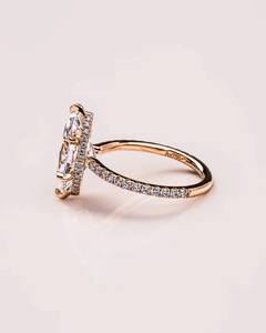 แหวนหมั้นทอง14K คุณภาพสูงดีไซน์เหนือกาลเวลาสายเพชรโมอิสเจียระไนจากห้องทดลองแบบทันสมัย - Product Image 4