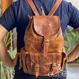 Vrais sacs à dos en cuir véritable Crunch faits à la main sacs de style vintage nouveau design sacs à dos de poche multi-usages produit en vrac en gros - Product Image 1