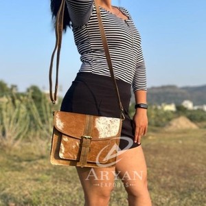 Nueva llegada de cuero de vaca real monedero elegante Casual Sling Bag para mujeres de cuero occidental de las mujeres Usos bolsos - Product Image 1