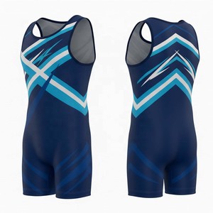 New Arrival Custom Mens Wrestling Singlet Yellow Blue Color Block Sublimated Moisture Wicking Fitted Sleeveless Athletic Uniform - Product Image 5