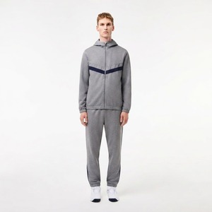 Ensemble de survêtement unisexe en molleton technique à rayures avec sweat à capuche zippé et pantalon de jogging pour homme, en coton, OEM - Product Image 5