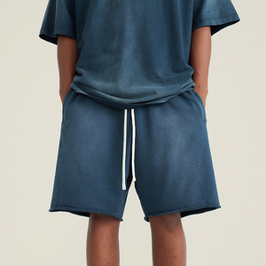 Shorts en laine délavée personnalisés pour hommes, style streetwear, 100 % coton, séchage rapide, respirant, écologique, anti-plis, été - Product Image 6