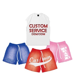 Custom Logo <b>Track</b> Joggers Suit Sweat Sports Short Tracksuits 2piece Shorts Sets 2 Piece <b>T</b> Shirt and Shorts Men's Set - Product Image 3