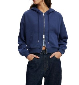 Sudadera con cremallera de peso pesado con logotipo personalizado para mujer, Sudadera con capucha transpirable cómoda para hacer ejercicio - Product Image 1
