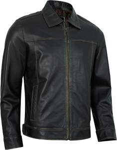 Veste en cuir pour homme en nylon 100% cuir véritable rembourrée de coton sur mesure OEM ODM Fermeture éclair Style vintage Vêtement décontracté - Product Image 4