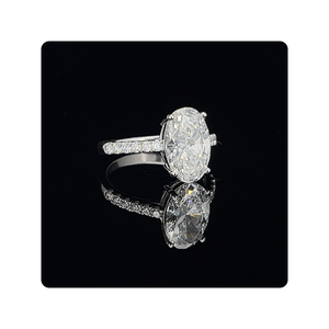 แหวนหมั้นเพชรสังเคราะห์3.01CT ทรงรีสีทองสำหรับ10KT เครื่องประดับเกรด VVS2หรูหราสำหรับงานแต่งงานและการขอแต่งงาน - Product Image 5