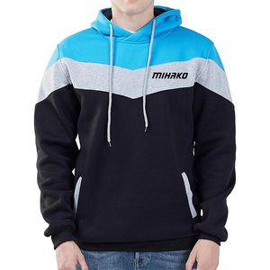 Sudadera con capucha informal de algodón 100% para hombre, sudadera de invierno con retazos bordados y bolsillo de canguro - Product Image 1