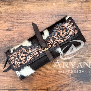 Nuevo estuche enrollable de joyería de viaje con herramientas manuales para mujer, organizador de joyas plegable de piel de vaca occidental, soporte de joyería de gran capacidad - Product Image 1