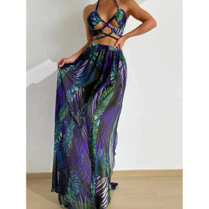 Ensemble de maillot de bain bikini à bretelles et taille basse avec rembourrage Tie Dye 3 pièces - Product Image 6