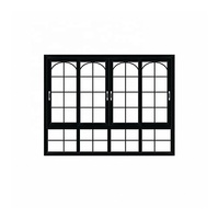 Fenêtre coulissante moderne en aluminium noir à grille arquée, double vitrage Low-E, anti-chaleur solaire, insonorisée, certifiée NFRC Energy Star, pour villa