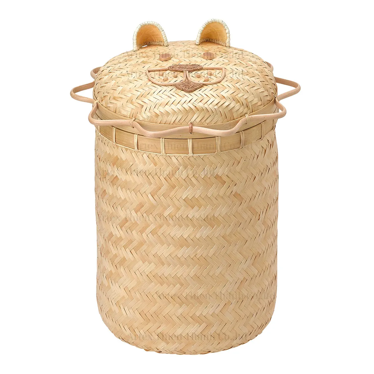 Panier en bambou mignon pour chambre d'enfant, panier en osier pour enfant avec panier de rangement en forme de chat au Vietnam